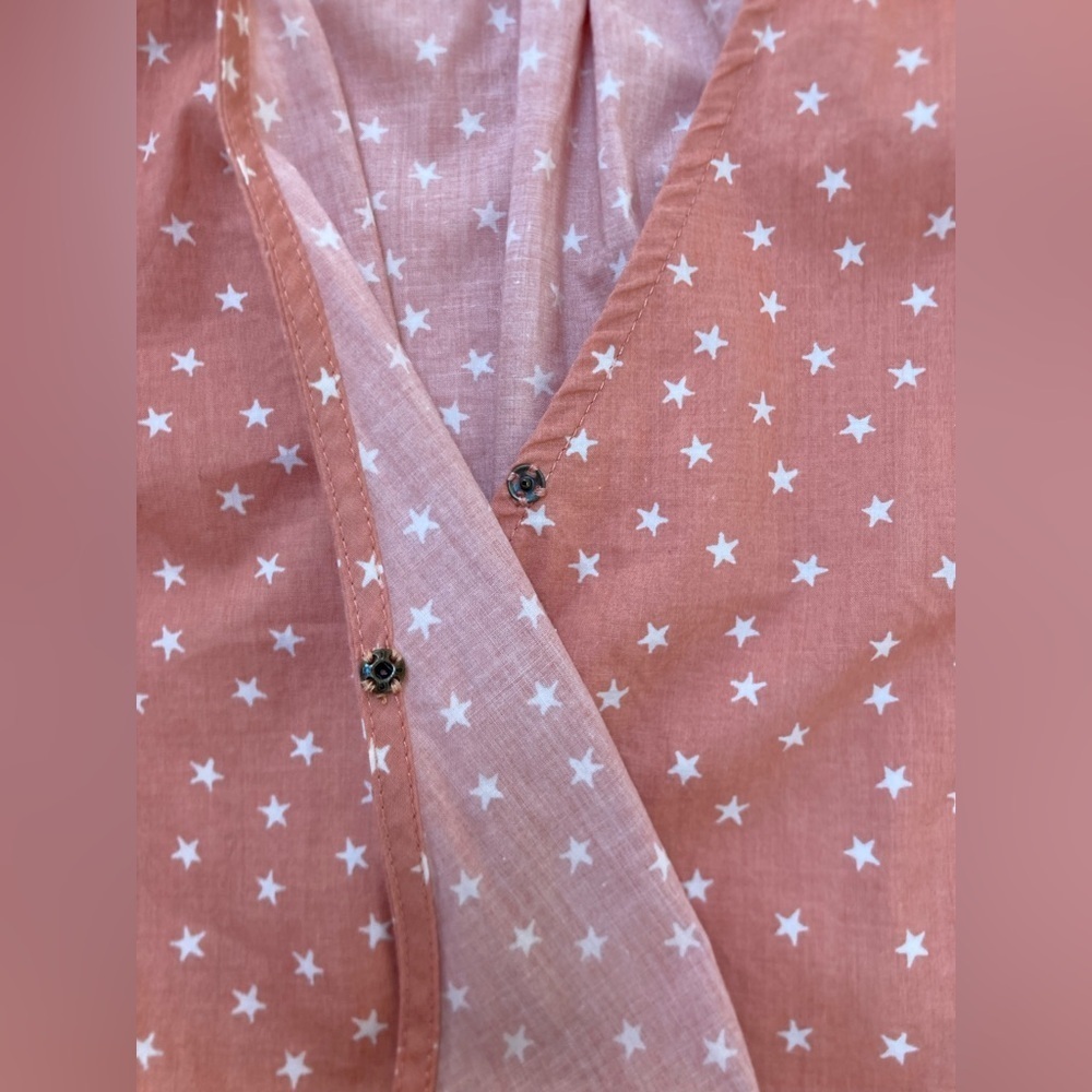 Madewell Wrap Top – Pink Star Scatter – Puff Sleeve‎ V-Neck – Size Small NWOT - Picture 6 of 11